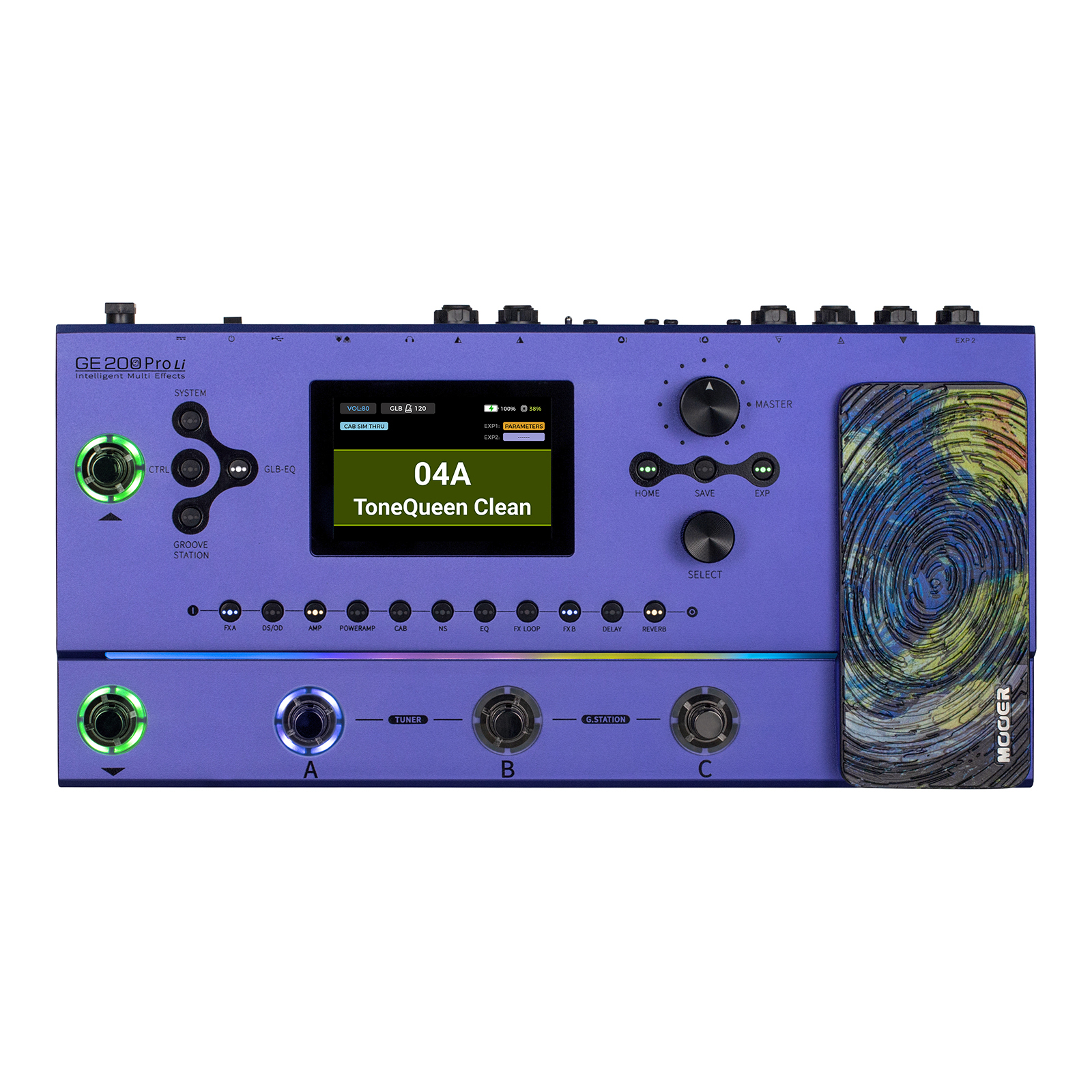 Pedalera Mooer GE200 Pro Li Pedal Multiefectos Recargable